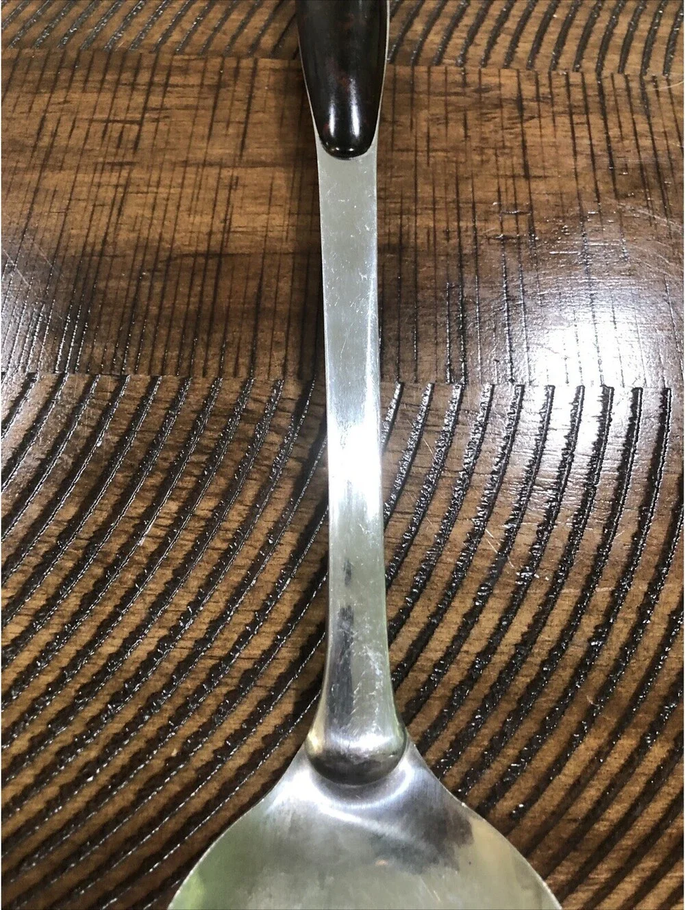 Vtg 14” Stainless Steel Slotted Serving Spoon Faux Tortoiseshell/ Marbled Handle